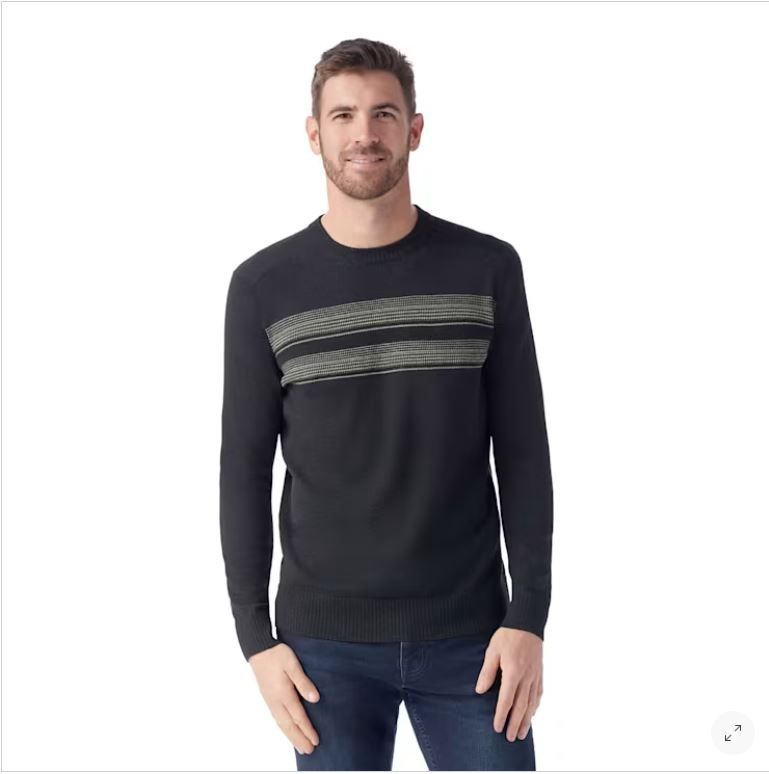 M Sparwood Stripe Crew Sweater, Color: CHARCOAL-WINTER MOSS, Size: M