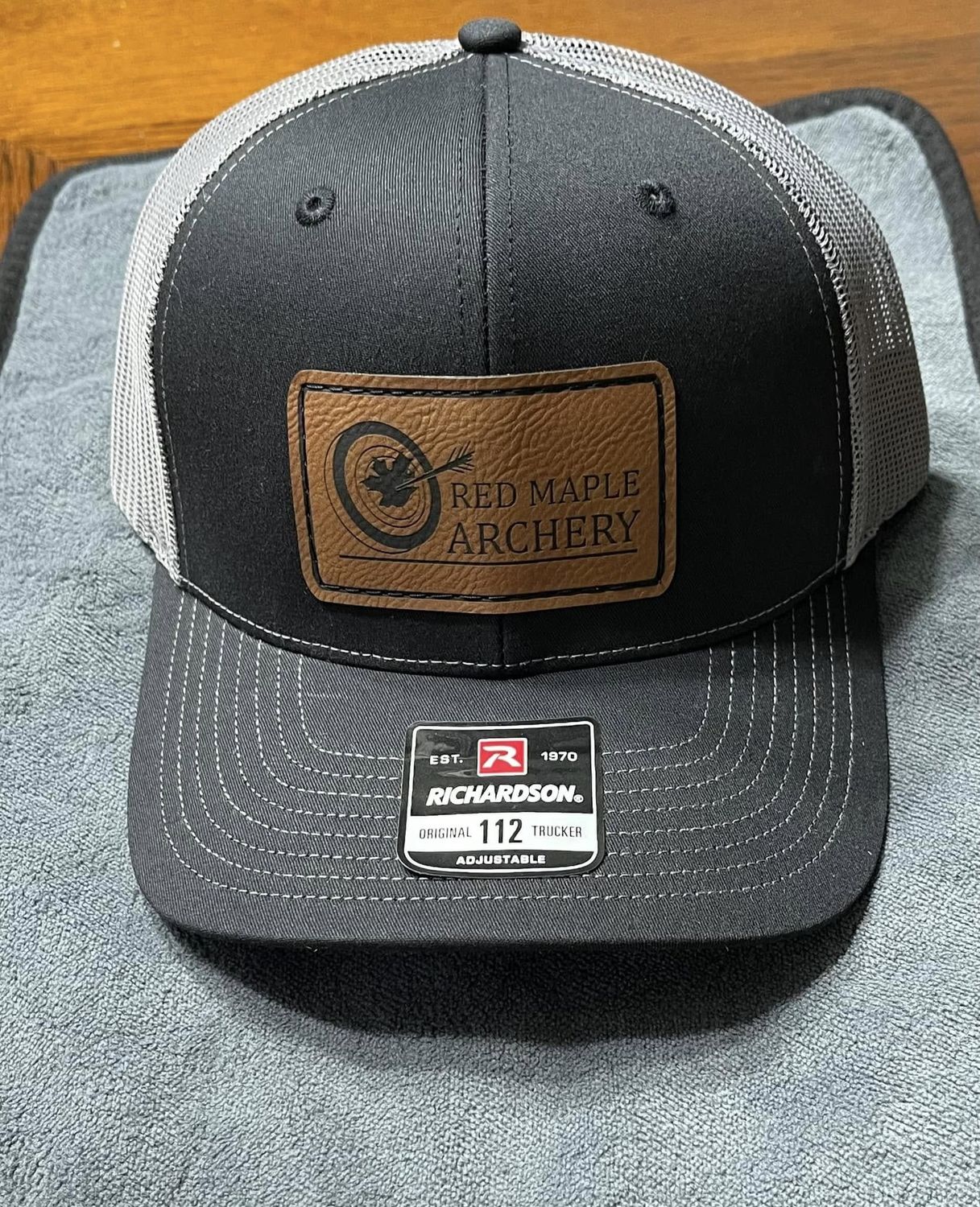 Leather Patch Hat, Color: black/charcoal