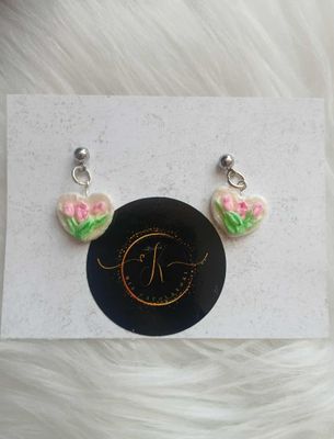 Kolczyki tulipany w sercu