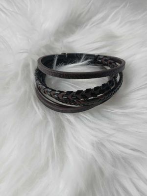 Męska bransoleta rzemykowa brązowa