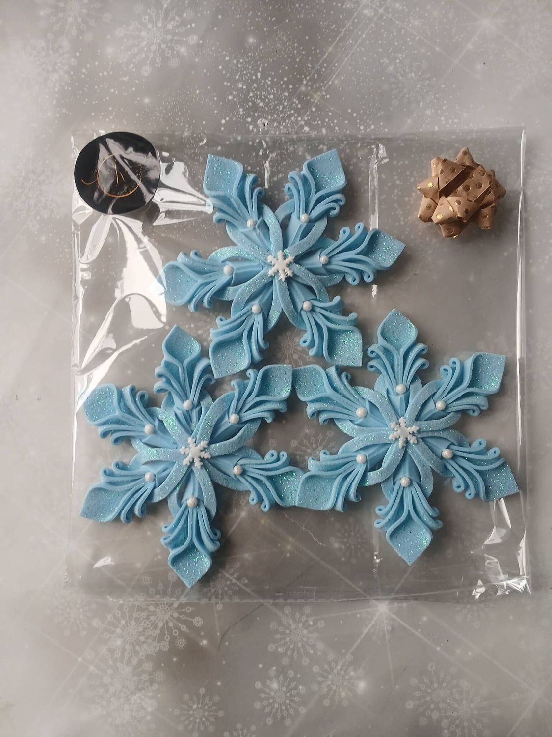 Zestaw śnieżynek błękit