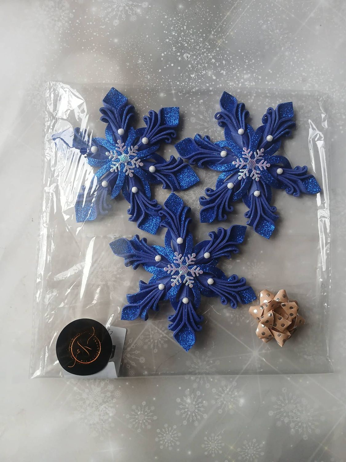 Zestaw śnieżynek granat