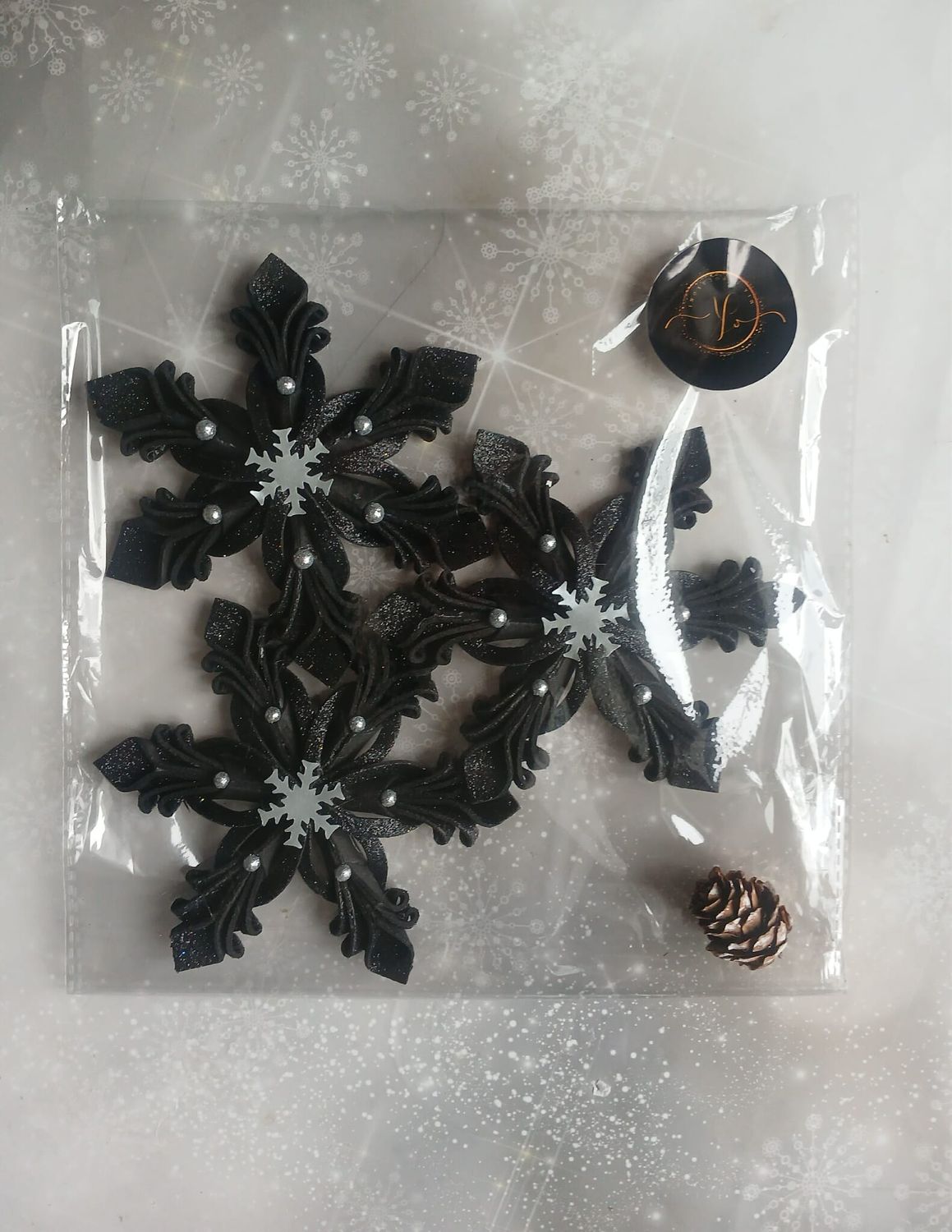 Zestaw śnieżynek czarnych
