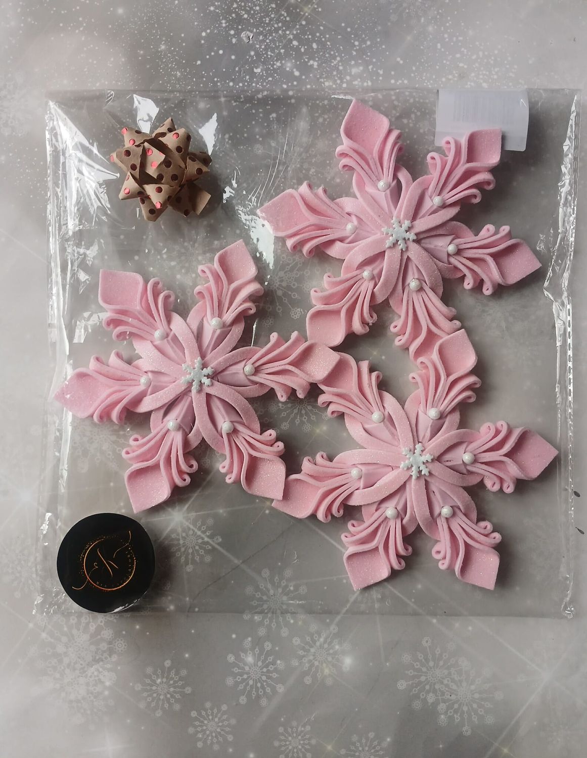 Zestaw śnieżynek baby pink