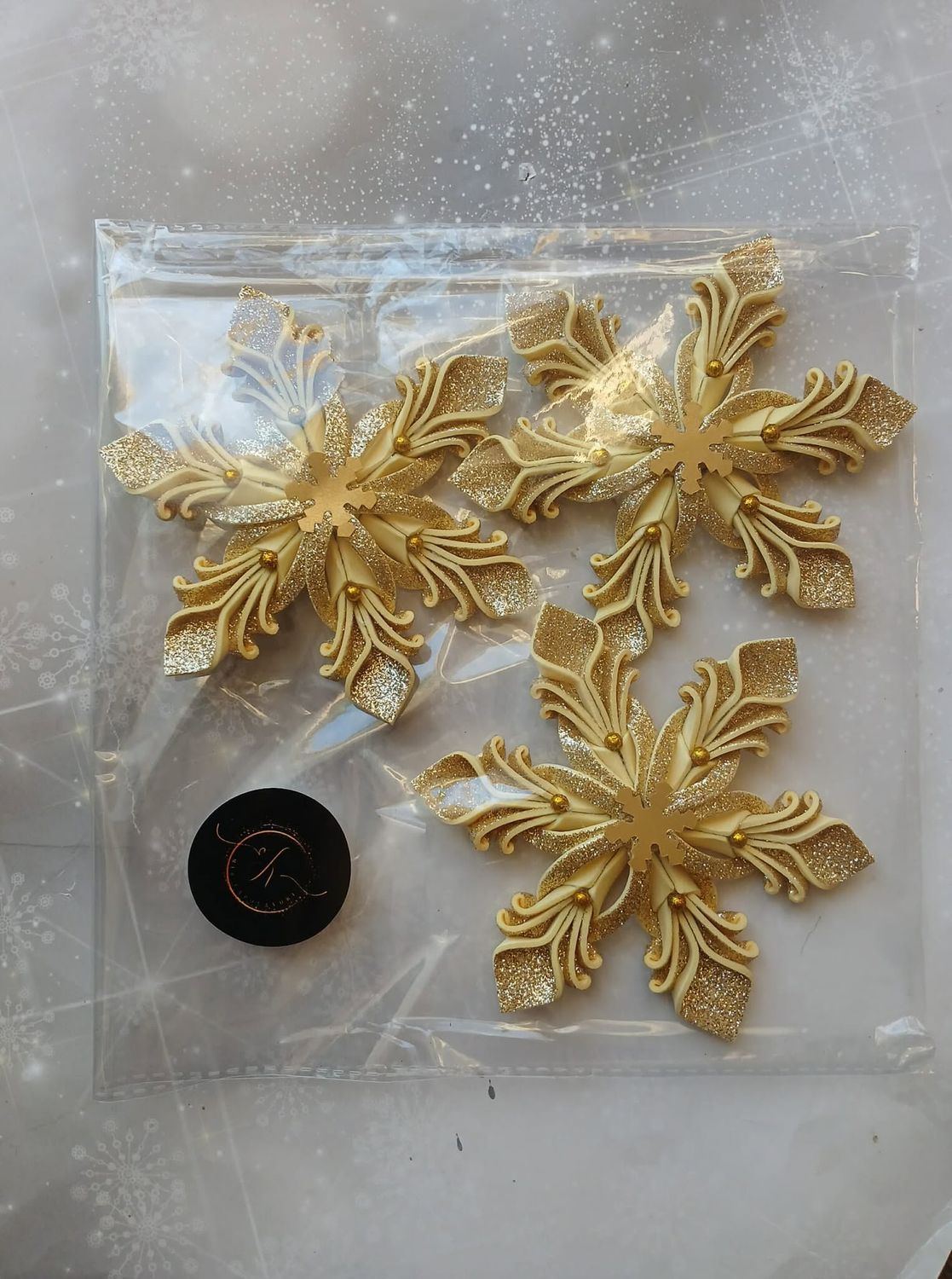 Zestaw śnieżynek pastel żółty