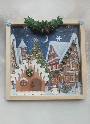 Obrazek świąteczny na drewnie