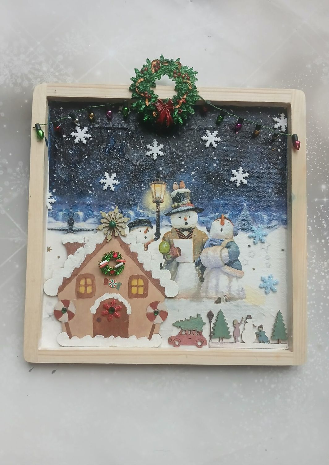 Obrazek świąteczny na drewnie