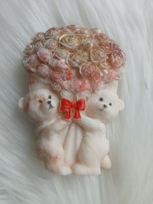 Świeca misie z bukietem