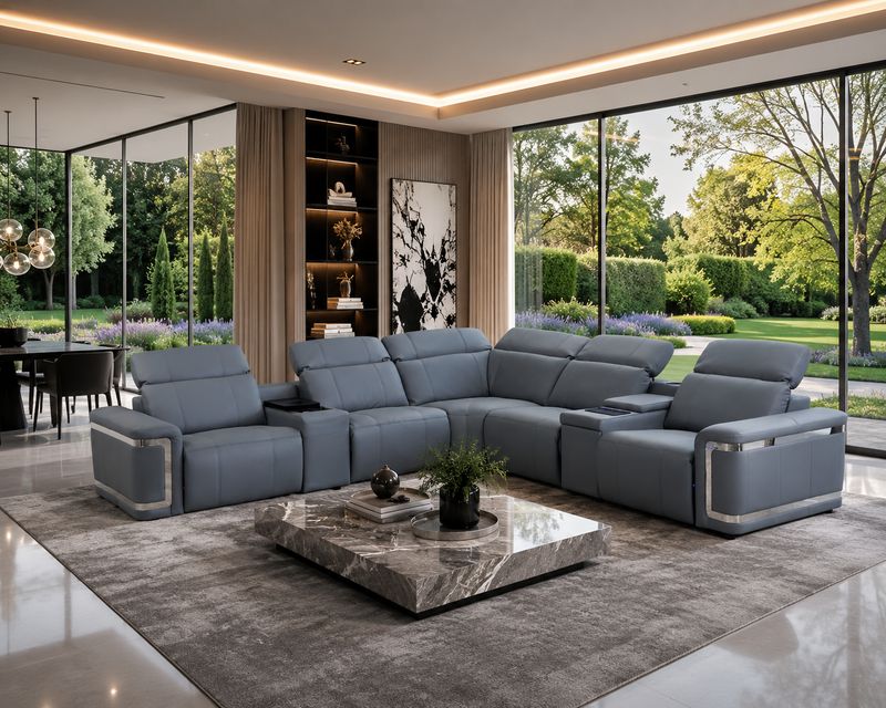 Monaco Electric Recliner Corner Couch with Built-In Bar Fridge