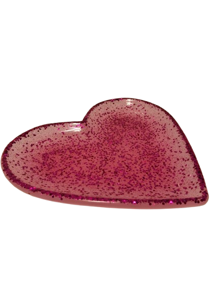 Hjärtfat rosa med glitter
