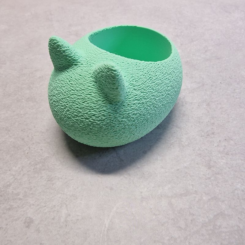 3D Printad Kattformad LED-ljusstake Pastell Grön