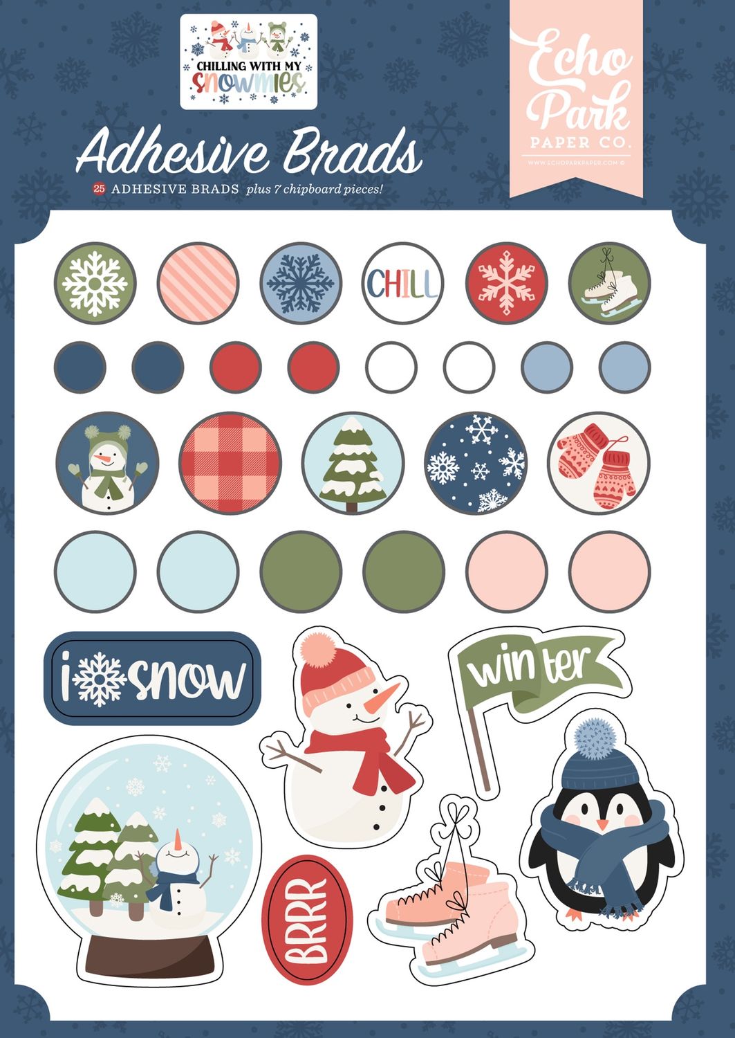 Chilling With My Snowmies Adhesive Brads