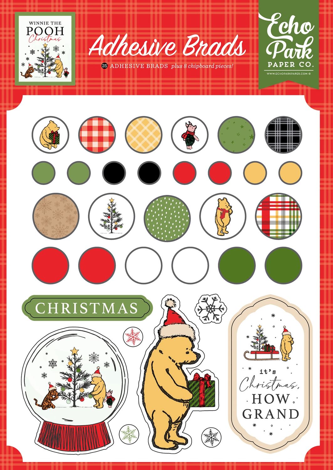 Winnie The Pooh Christmas Adhesive Brads
