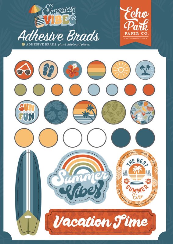 Summer Vibes Adhesive Brads