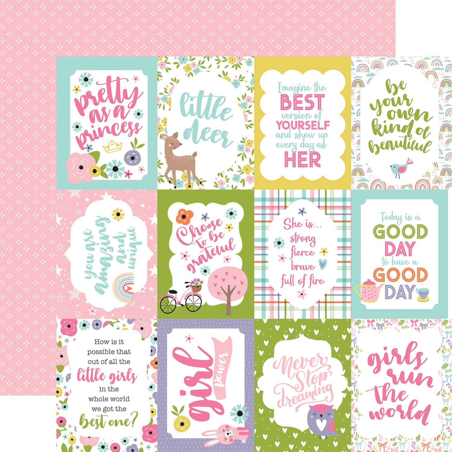 All About A Girl: 3x4 Journaling Cards 12x12 Patterned Paper