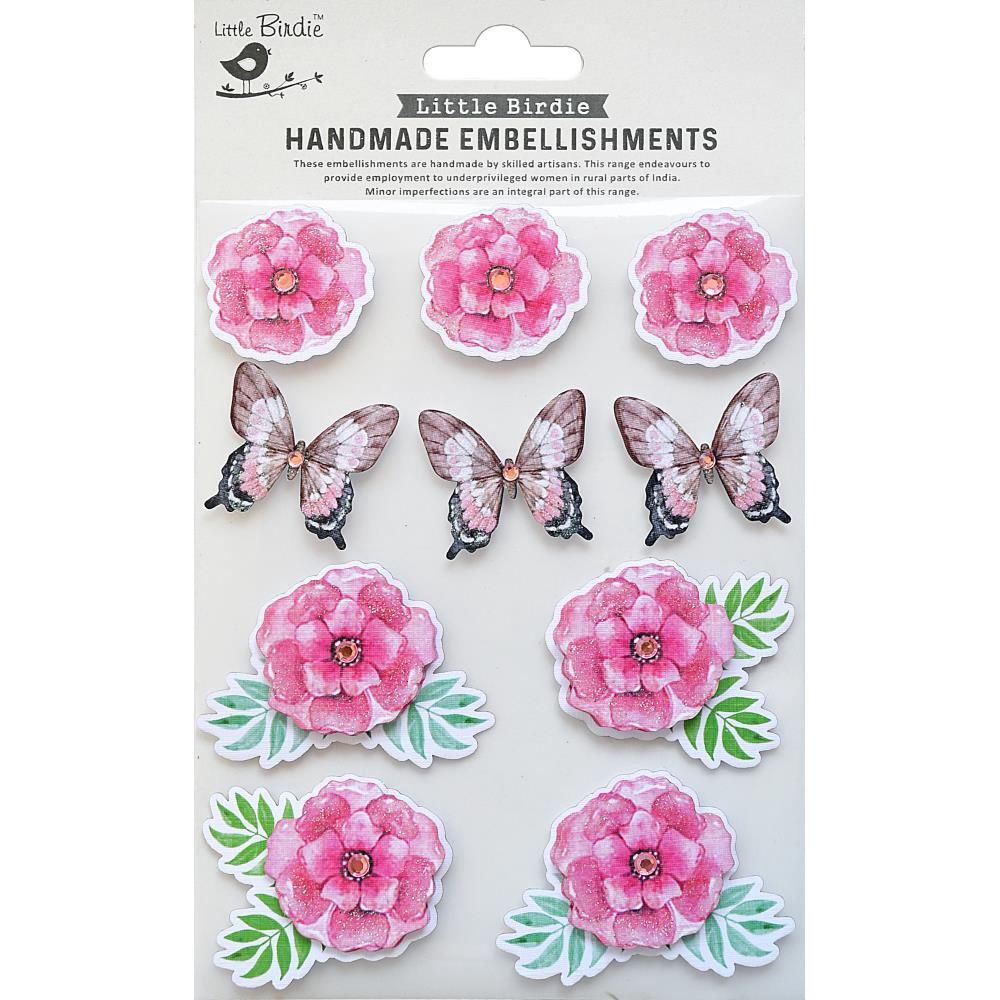 Blossoms &amp; Butterflies Rosy Delight Embellishments