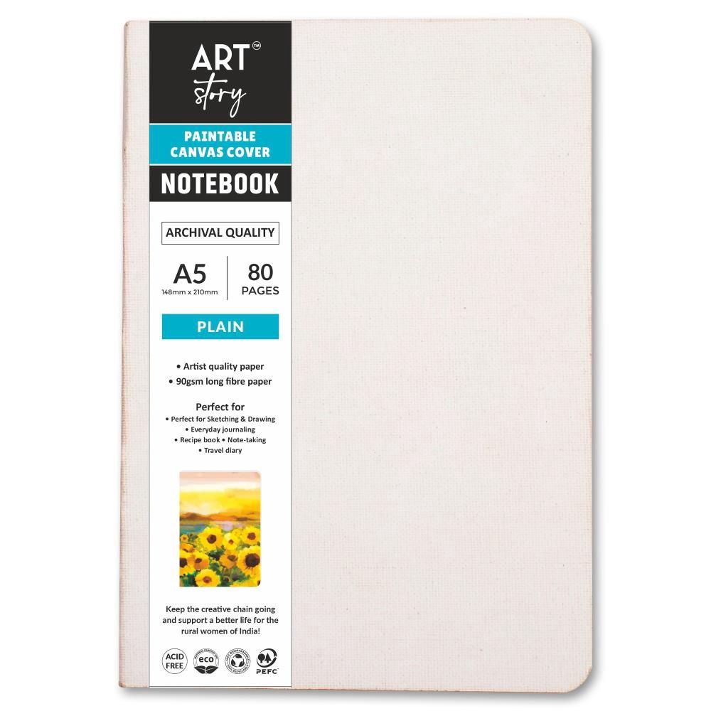 Paintable Canvas Cover A5 Notebook
