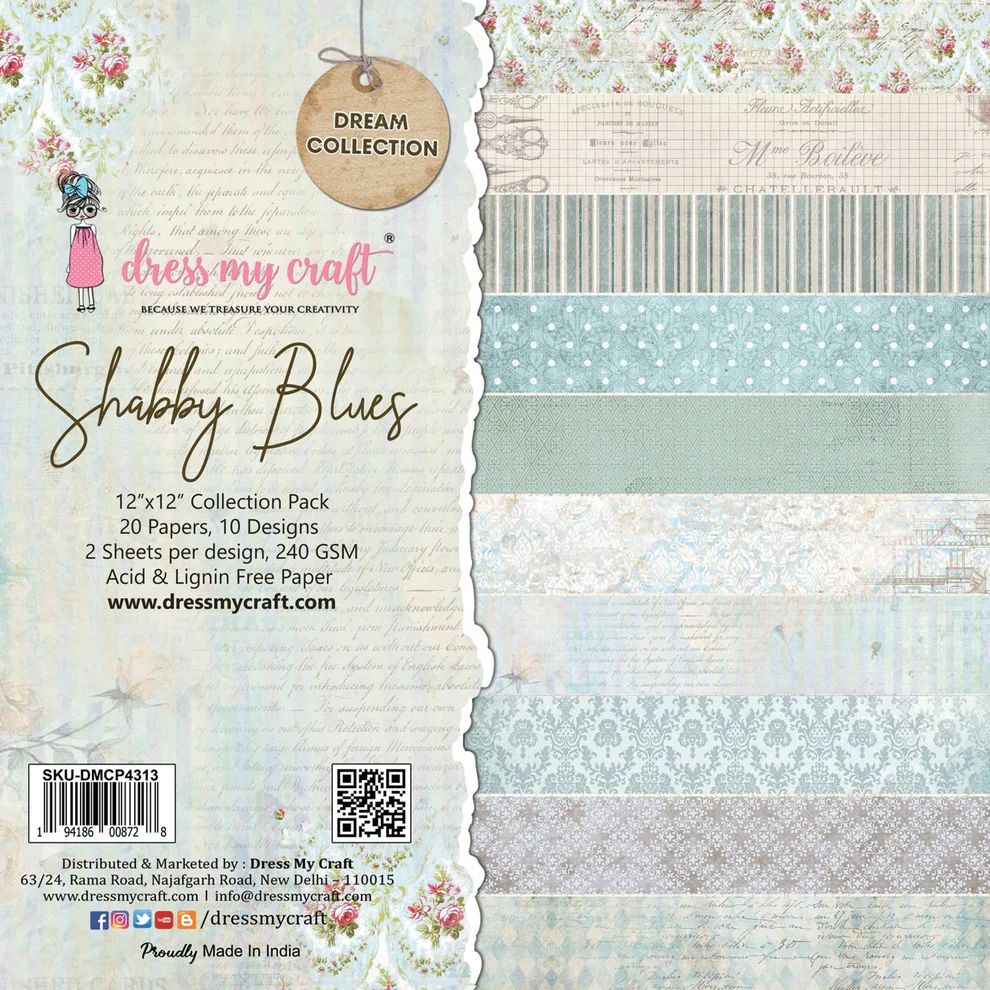 Shabby Blues - 12X12 Paper Pack