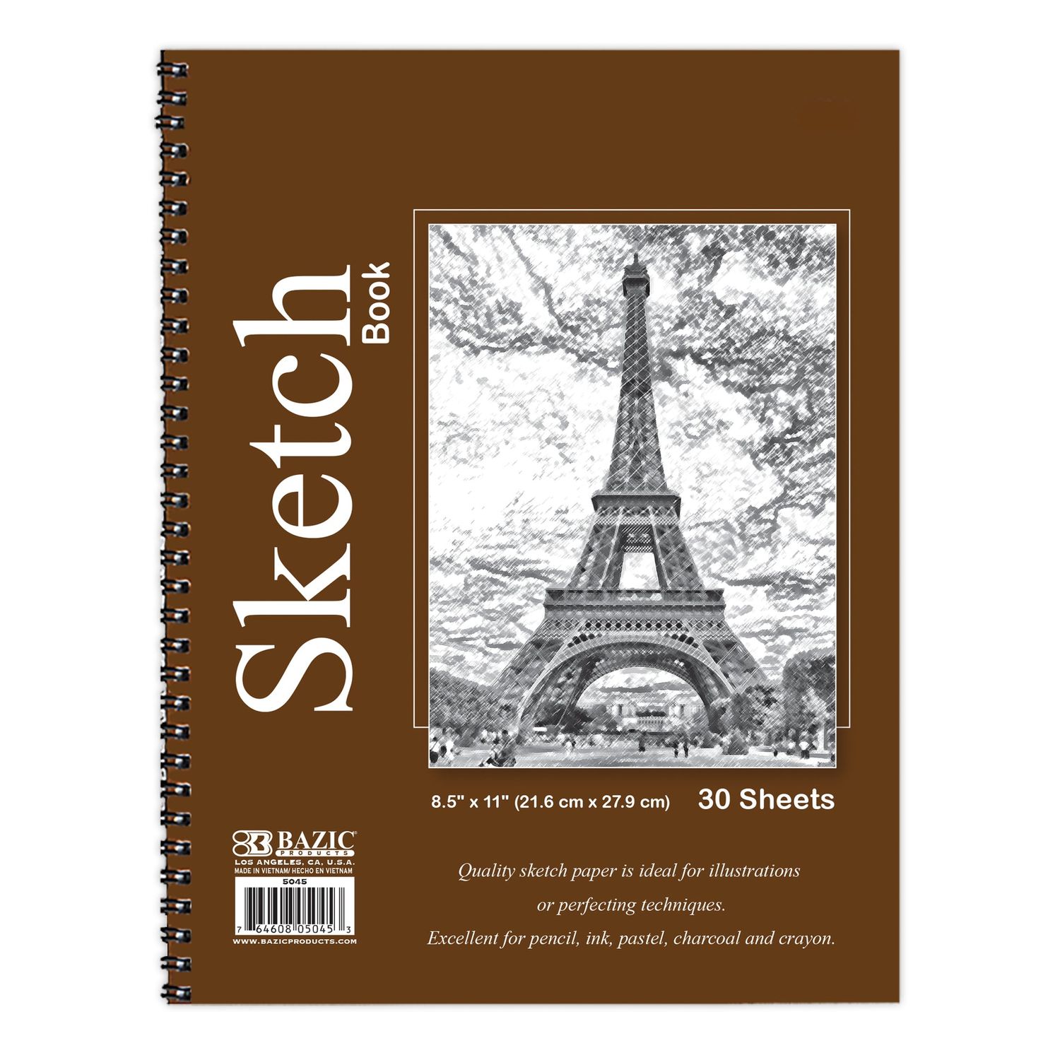 Spiral Sketch Book, Side Bound, 8.5 x 11 in