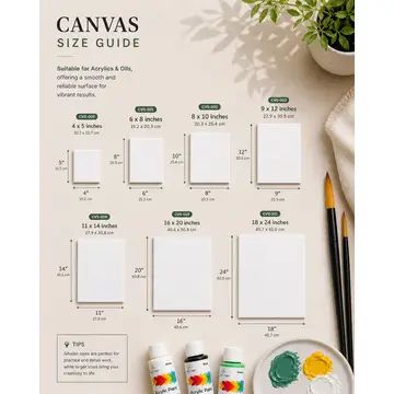 Primed Stretched Canvas For Acrylic &amp; Oil Painting 8in x 10in