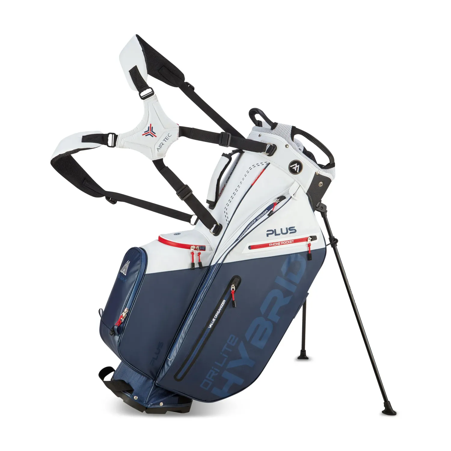 Big Max Stand Bag Dri Lite Hybrid Plus, Color: White/Navy/Red