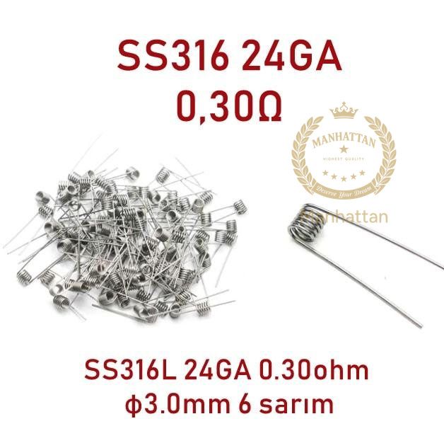 SS316L 24GA 0.30ohm Hazır Coil