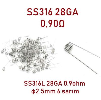 SS316L 28GA 0.90ohm Hazır Coil
