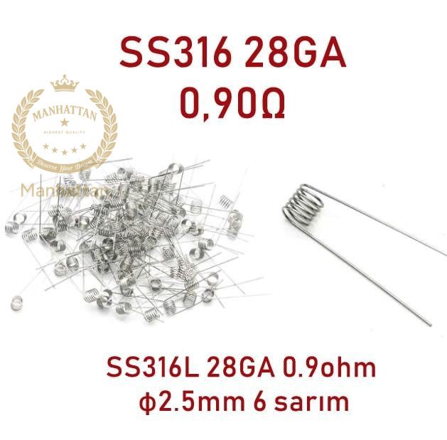 SS316L 28GA 0.90ohm Hazır Coil