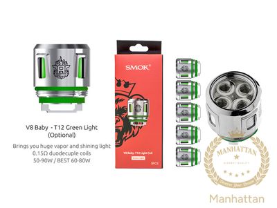 Smok V8 Baby T12 Light Coil (Yeşil Ledli) (5'li Paket) %100 Orijinal