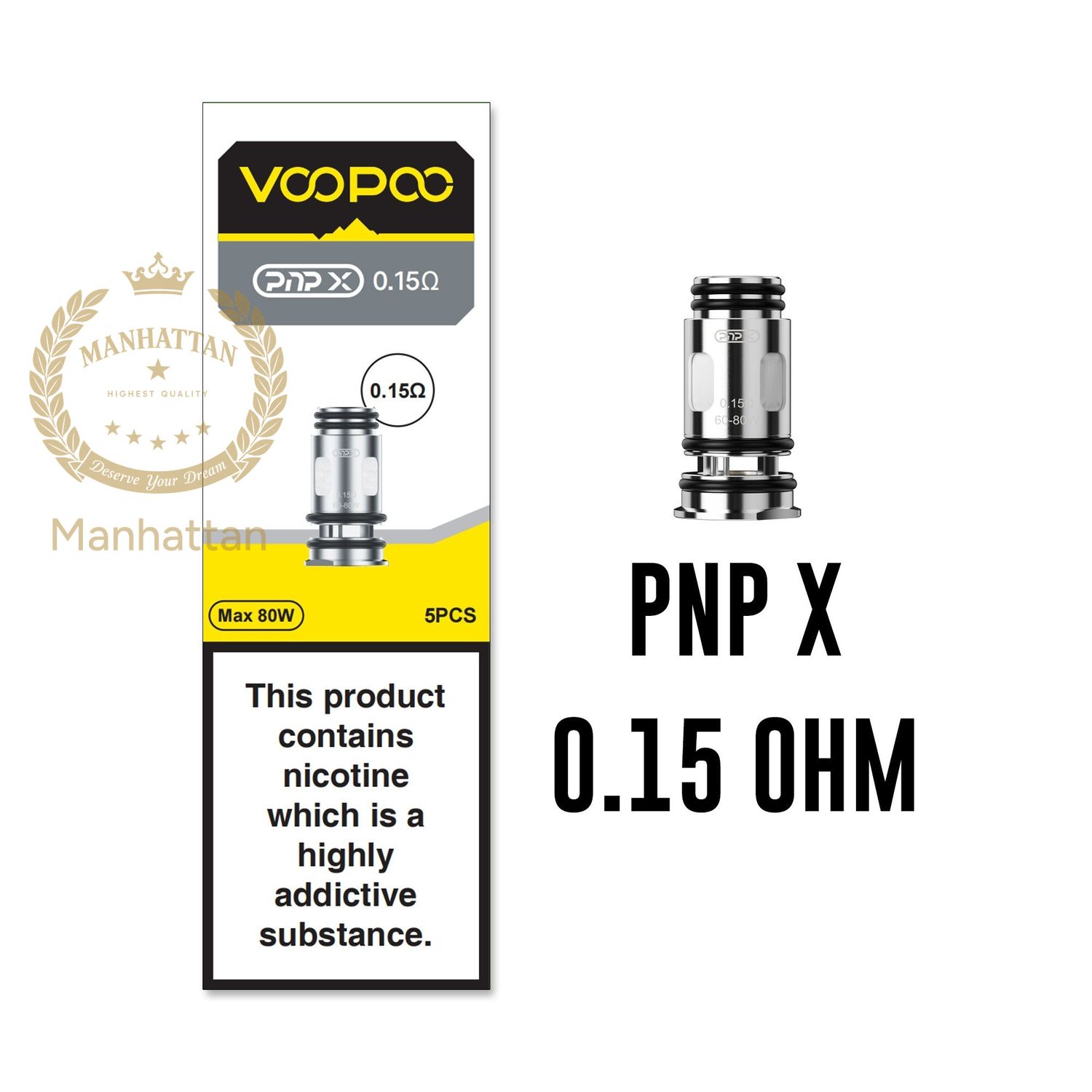 VOOPOO PnP-X Coil 0.15ohm/0.2ohm/0.3ohm/0.45ohm/0.6ohm/0.8ohm (5'li) (%100 Orijinal), Coil: PnP-X 0.15 ohm
