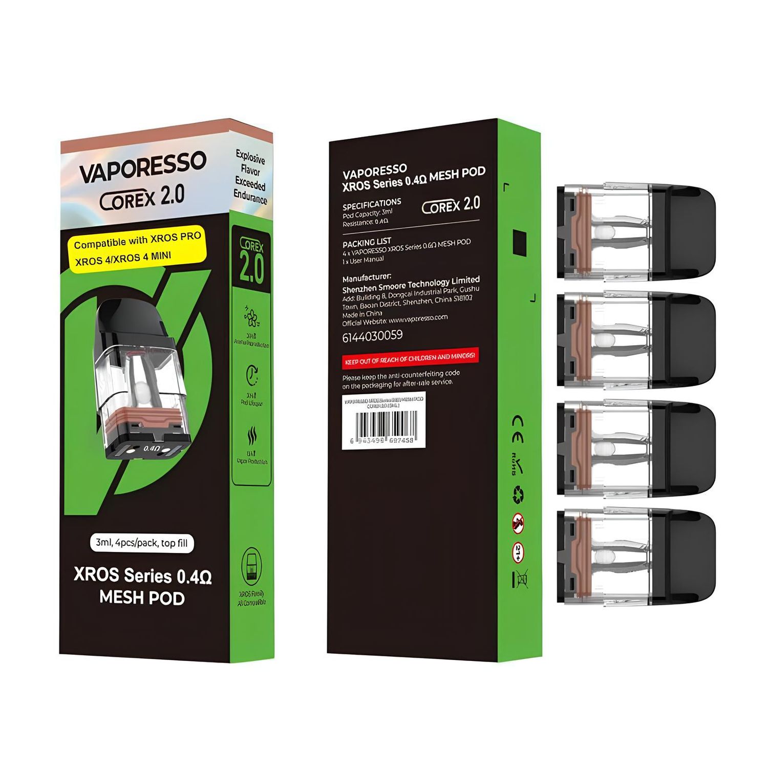 Vaporesso XROS 0.4 ohm Mesh / COREX 4'lü Paket (%100 Orijinal)