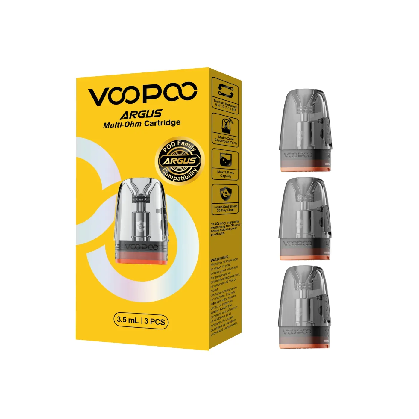 VOOPOO Argus Multi-Ohm Kartuş 0.4/0.7/1.0 Ohm (3'lü Paket) (%100 Orijinal)