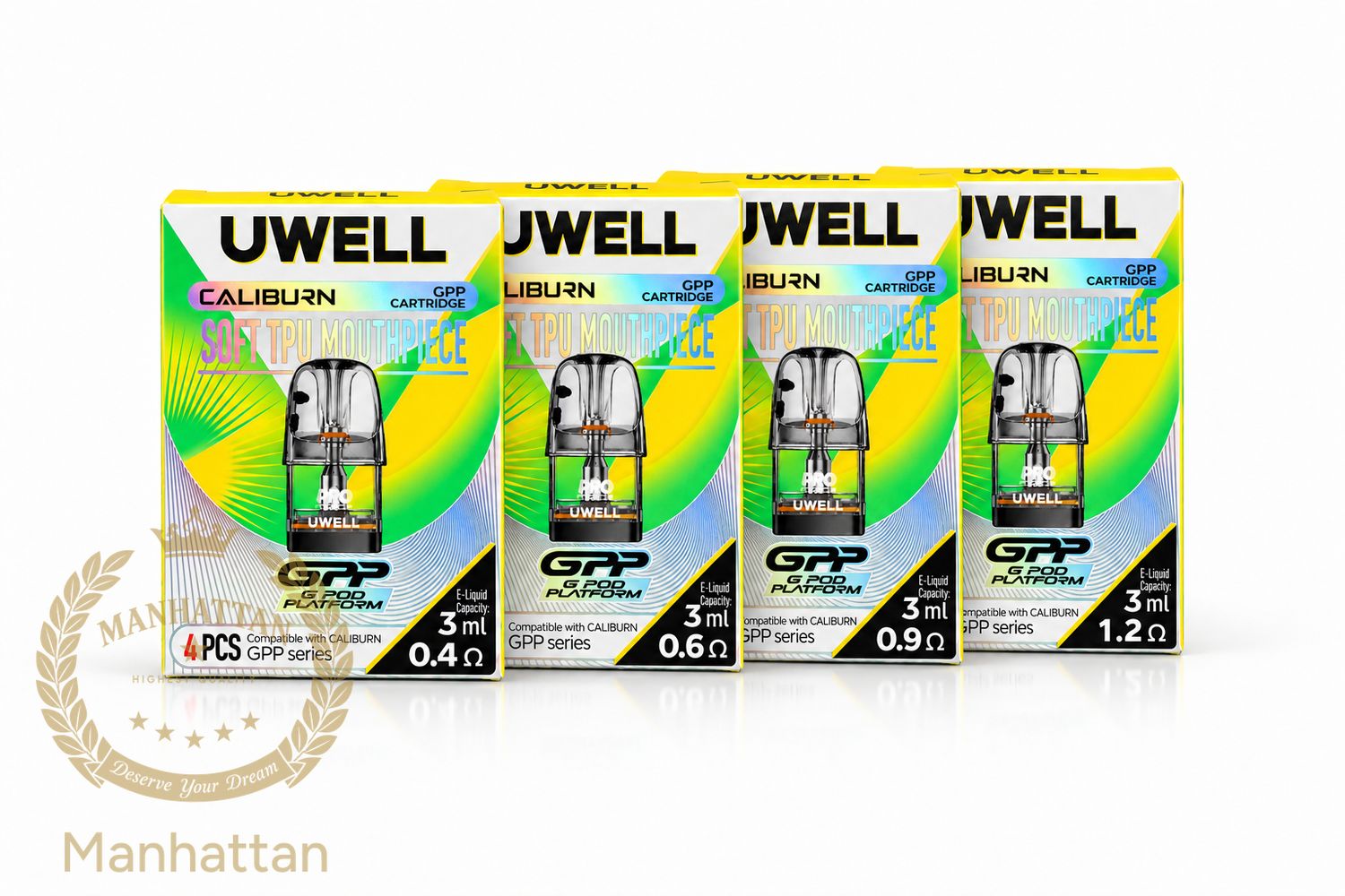 Uwell Caliburn GPP Kartuş/Coil 4'lü Paket (0.4ohm / 0.6ohm / 0.9ohm / 1.2ohm) %100 Orijinal