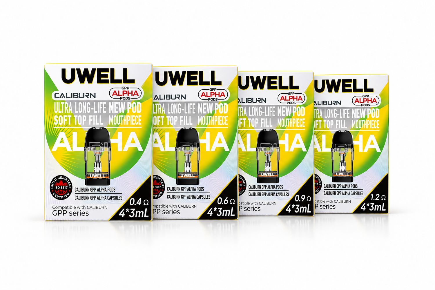 Uwell Caliburn GPP Alpha Kartuş/Coil 4'lü Paket (0.4ohm / 0.6ohm / 0.9ohm / 1.2ohm) %100 Orijinal