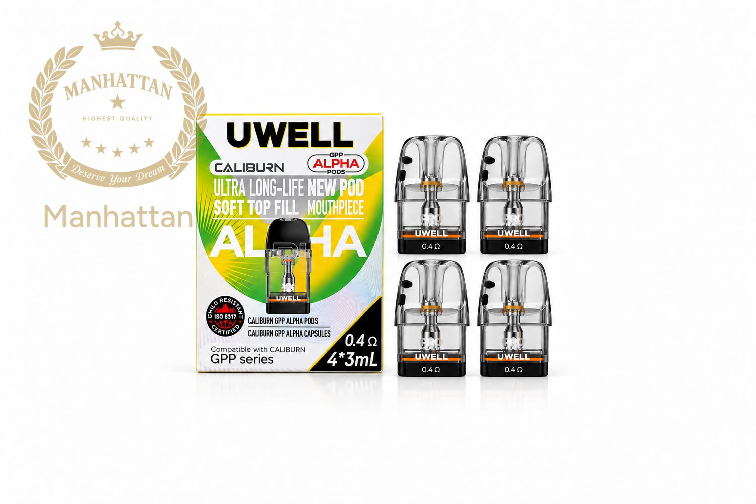 Uwell Caliburn GPP Alpha 0.4 ohm Kartuş/Coil (4 Kartuş) %100 Orijinal