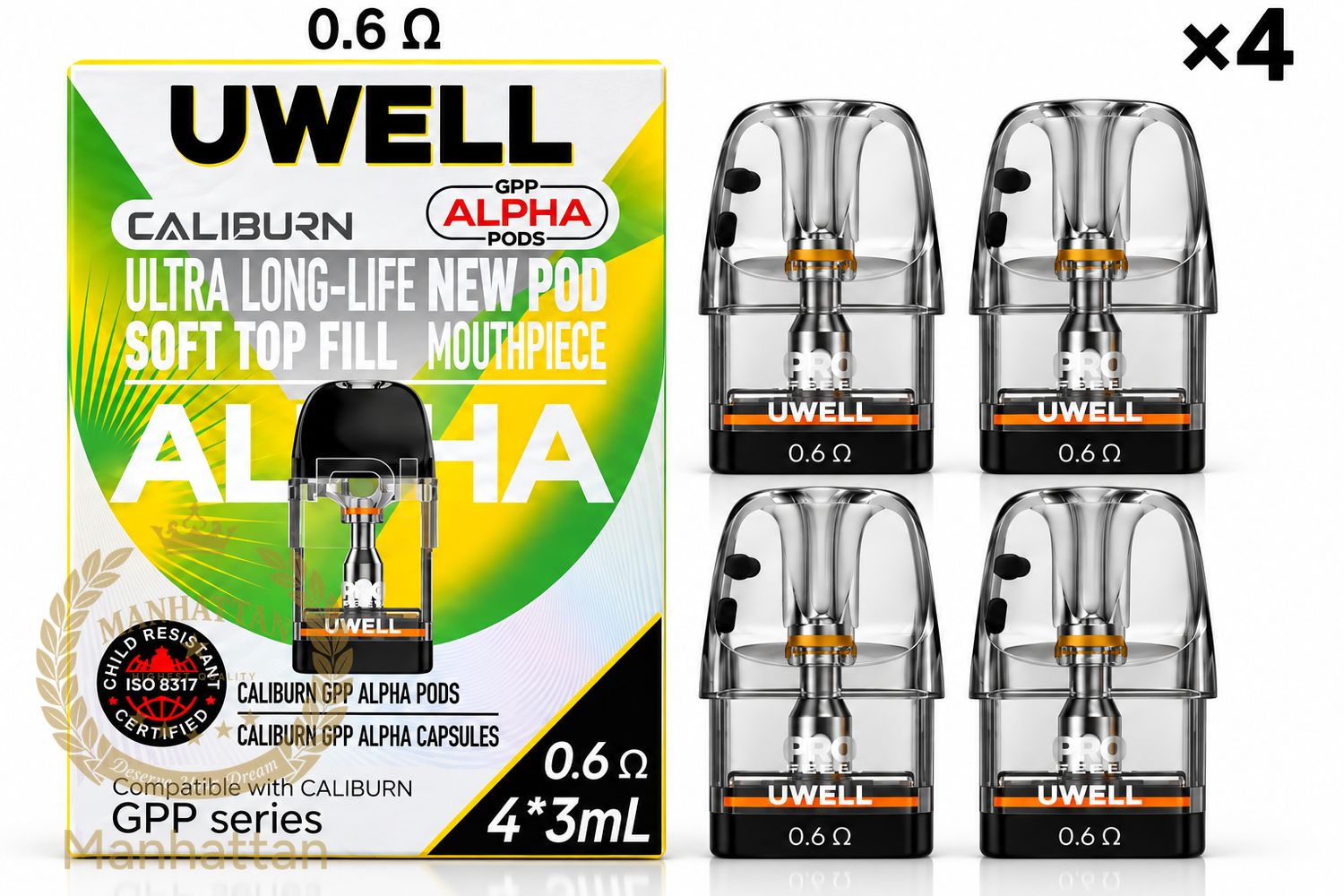 Uwell Caliburn GPP Alpha 0.6 ohm Kartuş/Coil (4 Kartuş) %100 Orijinal