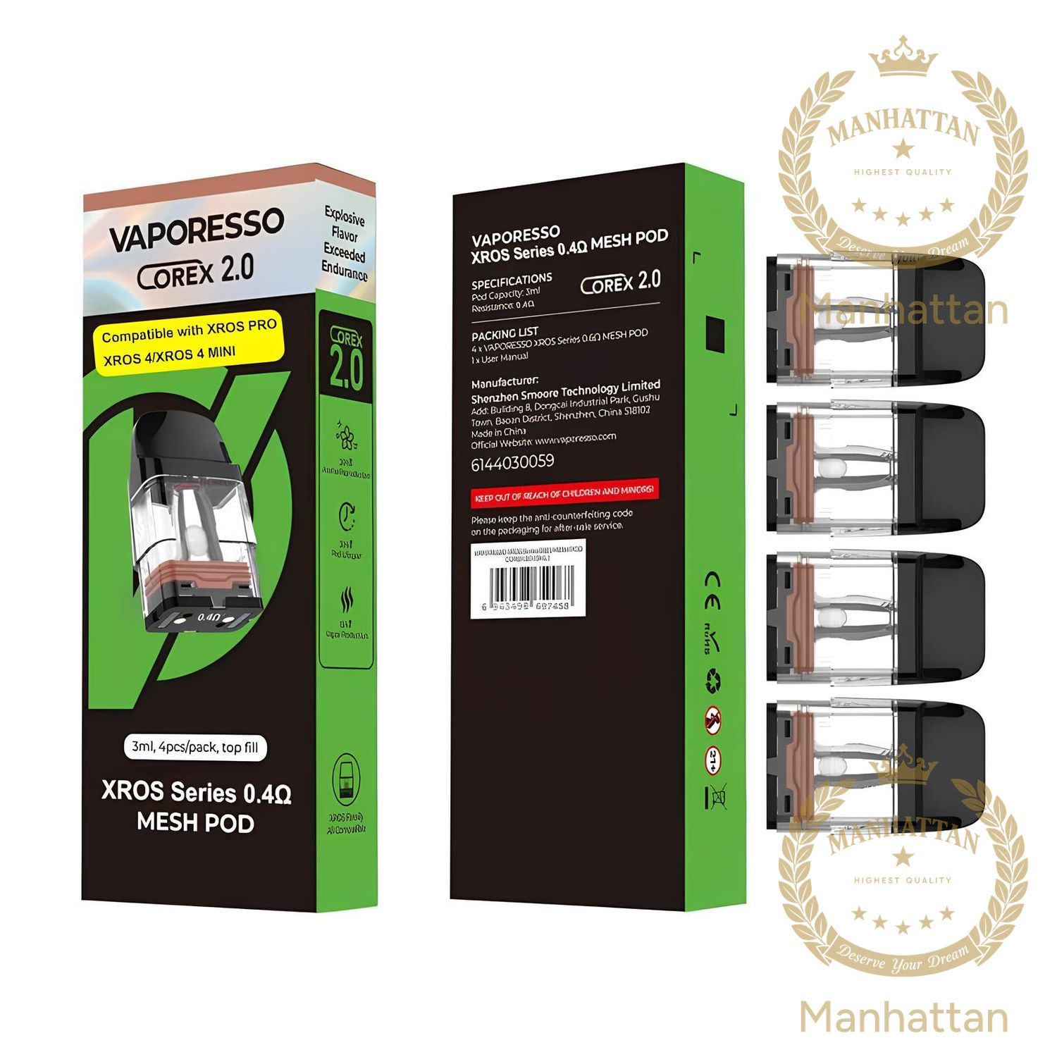Vaporesso XROS COREX 2.0 Mesh 0.4 Ohm 3 ml Kartuş (4'lü Paket)
