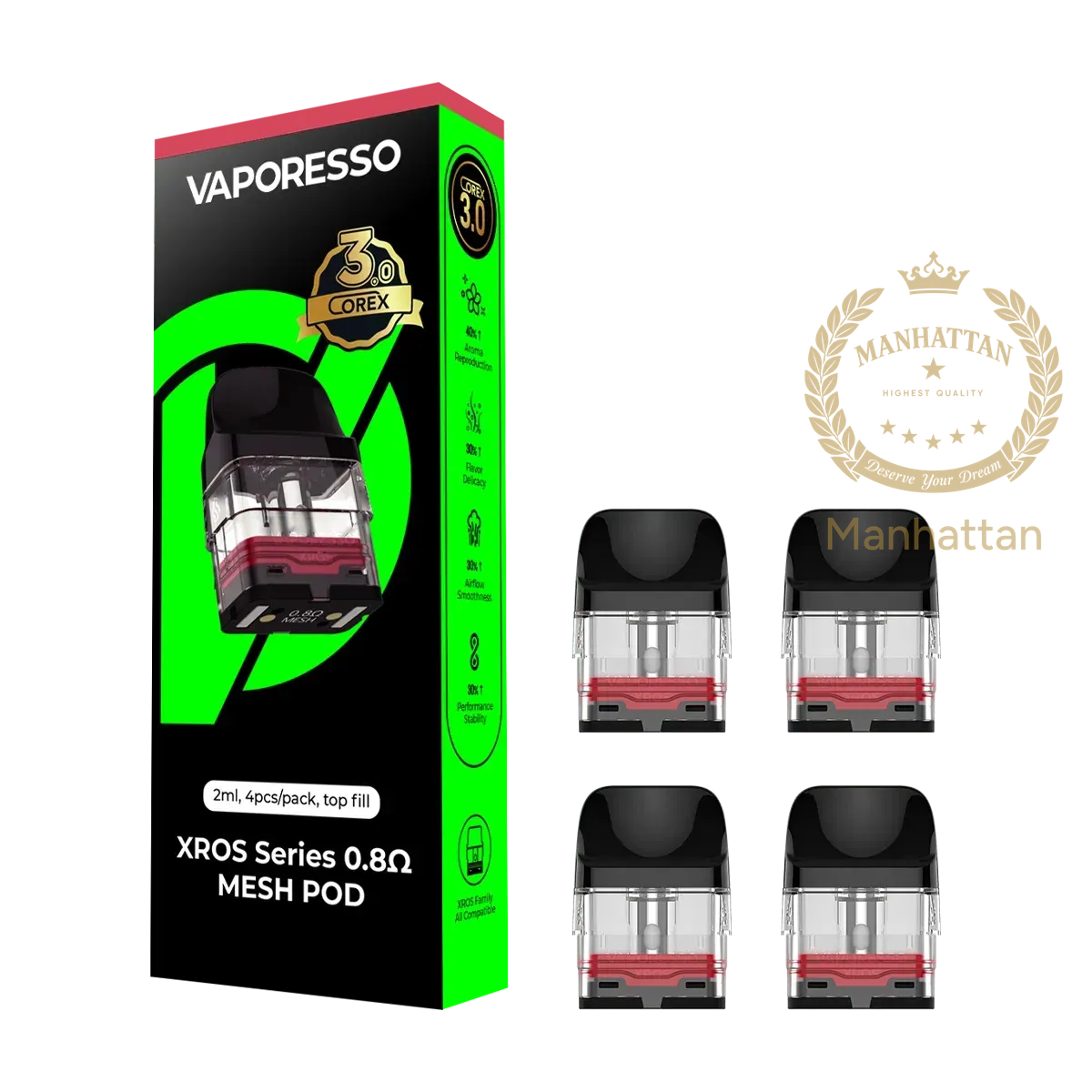 Vaporesso XROS COREX 3.0 Mesh 0.8 Ohm 2 ml Kartuş (4'lü Paket)