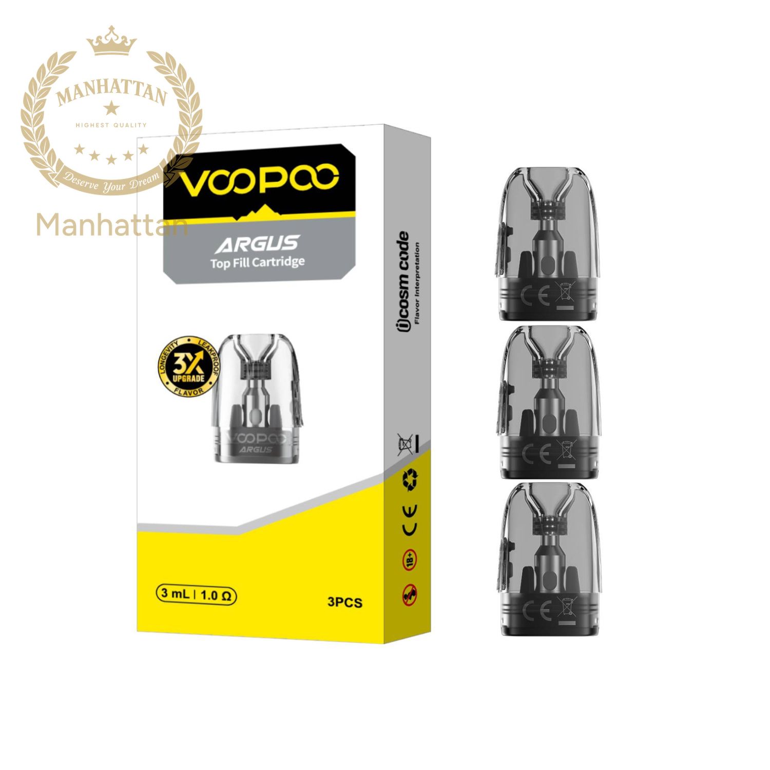 VOOPOO ARGUS Top Fill V1 1.0 Ohm 3 ml Kartuş (3'lü Paket)