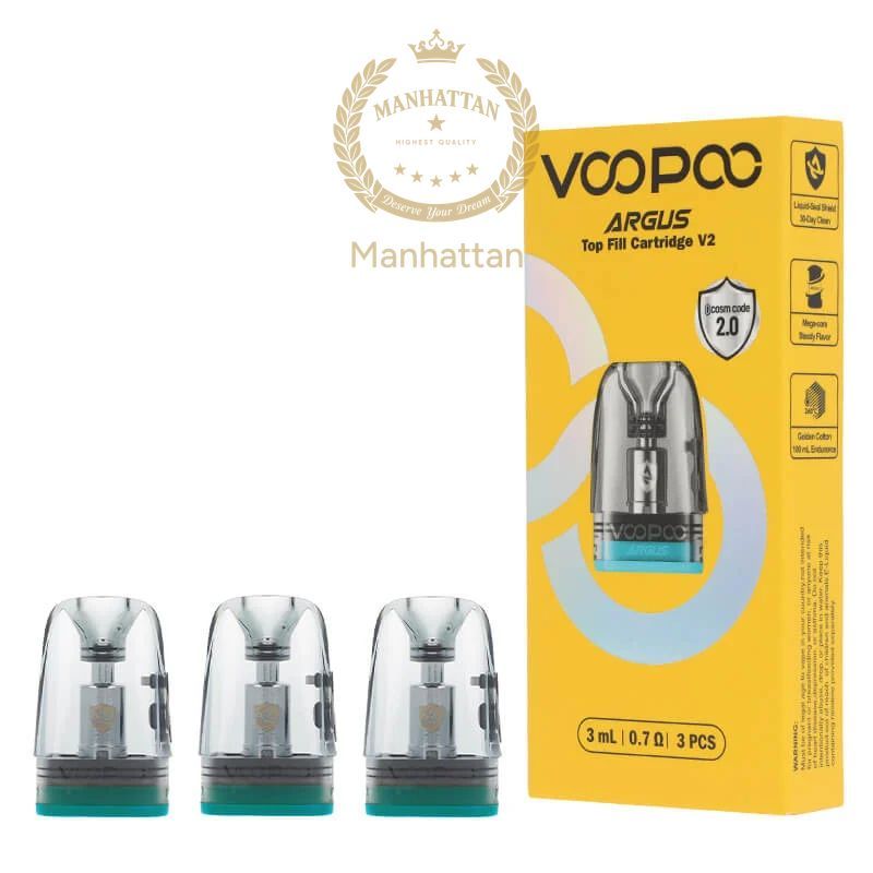 VOOPOO ARGUS Top Fill V2 0.7 Ohm 3 ml Kartuş (3'lü Paket)