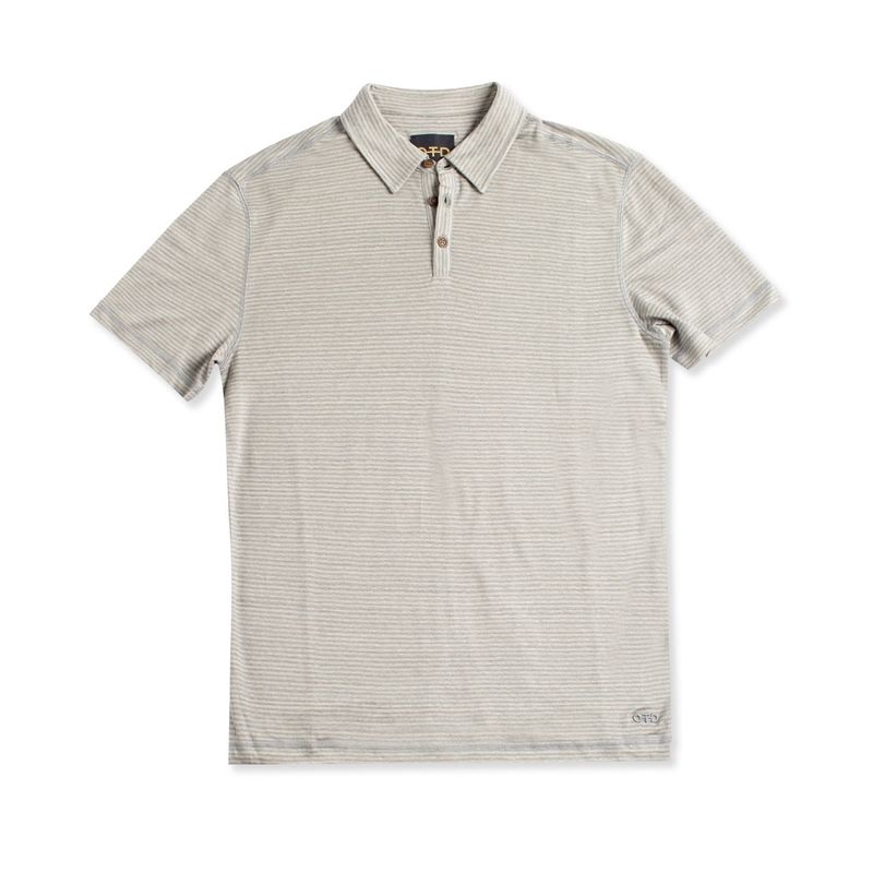 Linen Stripe Polo Shirt (Blue Slate)- ON THIS DAY
