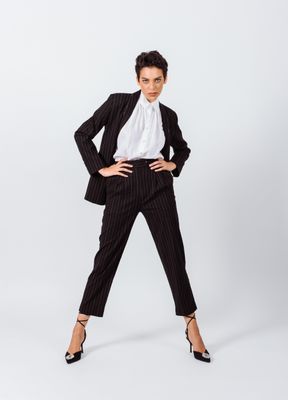 Black Pinstripes Suit Pants-Le Reussi