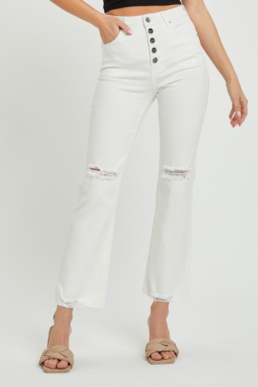 RISEN  Full Size High Rise Button Fly Straight Ankle Jeans-My Goody Shop