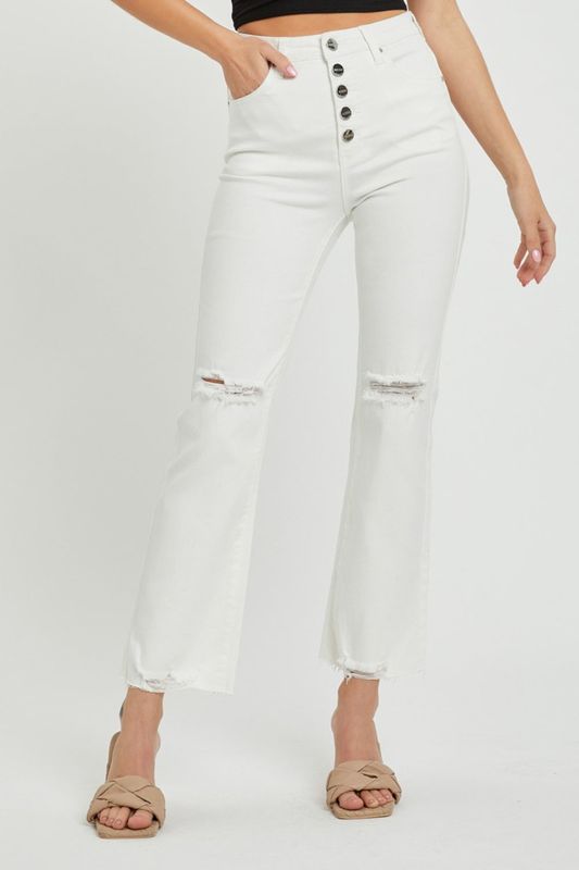 RISEN  Full Size High Rise Button Fly Straight Ankle Jeans-My Goody Shop
