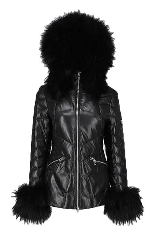 Mardi Gras Womens Fur Hooded Leather Jacket-Inland Leather Co.