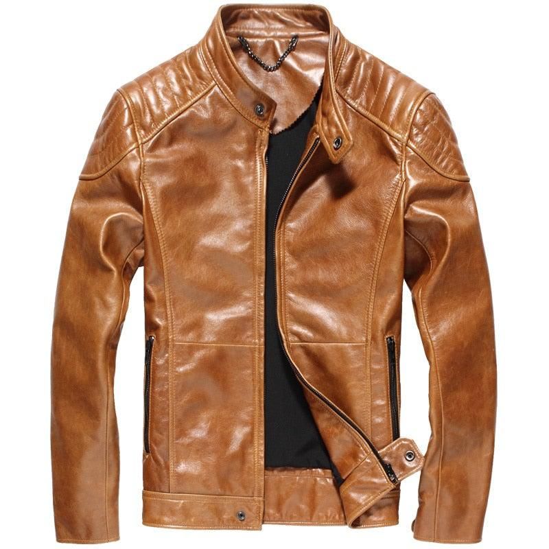 Hodor Tan Men&#39;s Leather Jacket Streetwear-Inland Leather Co.