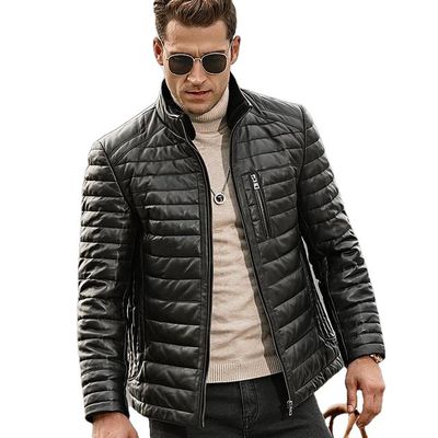 FLAVOR Genuine Lambskin Winter Warm Men&#39;s Leather Coat-Inland Leather Co.