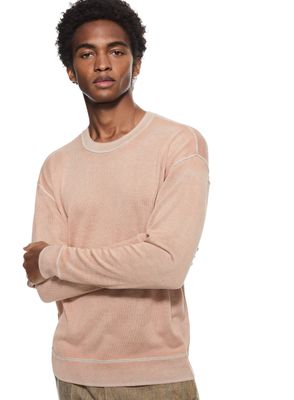 Silk and Cashmere Reverse Print Crewneck Sweater (Pink)-ON THIS DAY