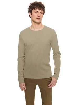 Long Sleeve Ribbed Cotton Crewneck (Laurel Heather)-ON THIS DAY
