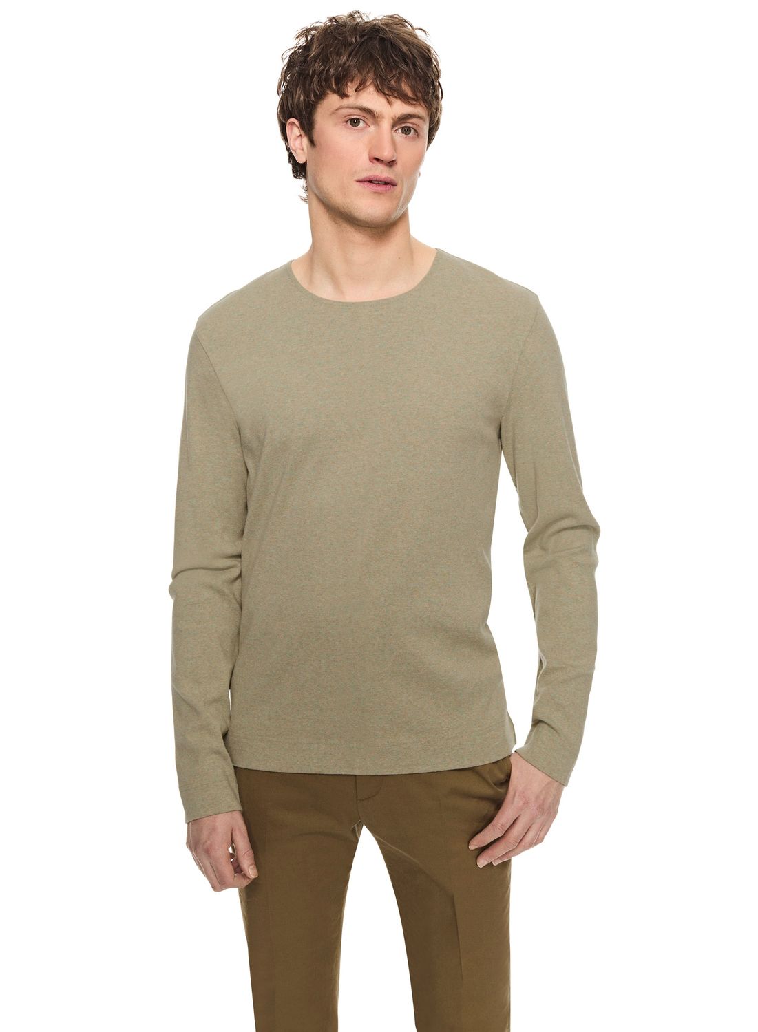 Long Sleeve Ribbed Cotton Crewneck (Laurel Heather)-ON THIS DAY